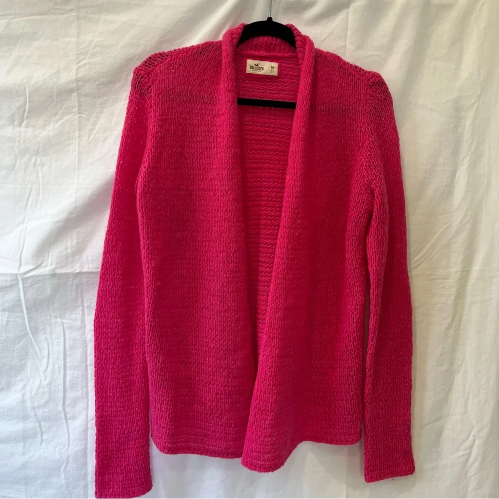 Hollister Bright Pink Knitted Cardigan size M